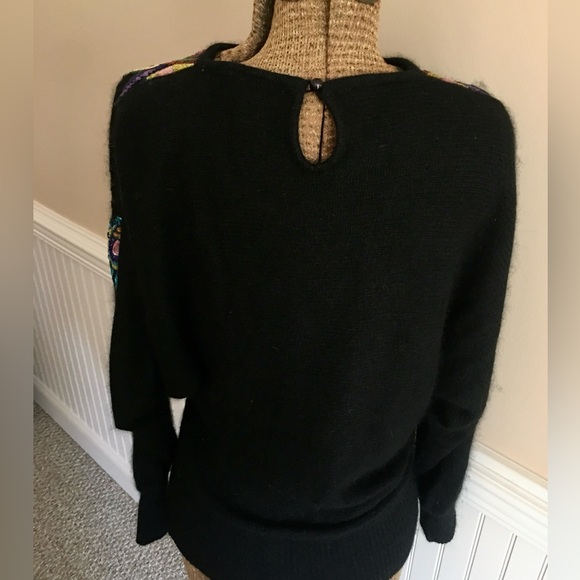 Vintage Sequin & Beaded Cedars Black Knit Dress Sweater Size: M - Picture 9 of 14